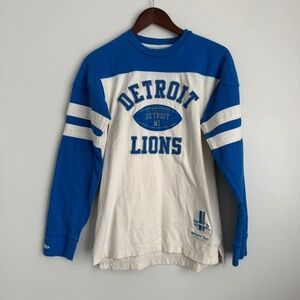 MITCHELL & NESS Womens Medium Blue White Long Sleeve Detroit Lions Shirt J11